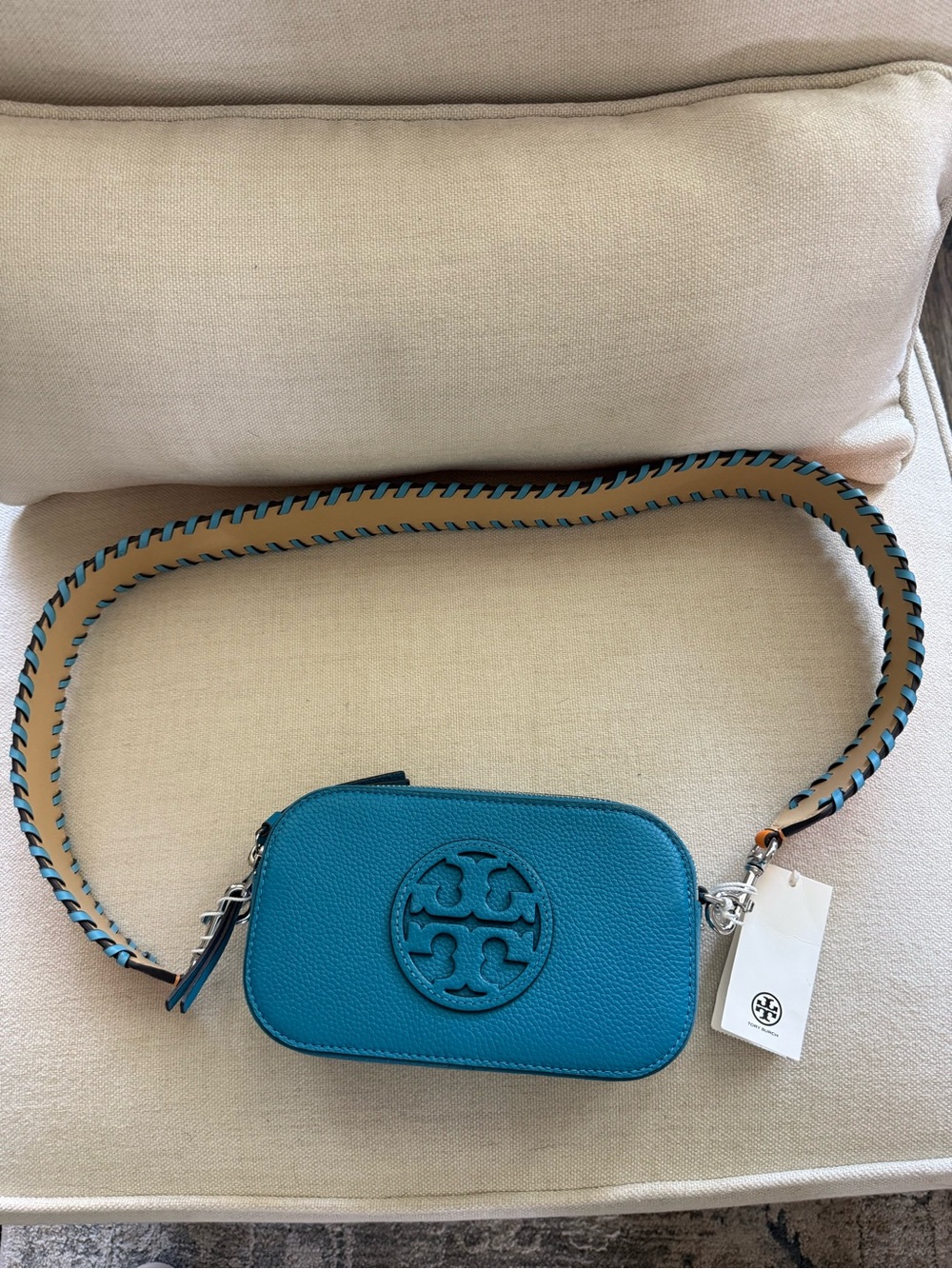 Tory Burch Mini Miller Leather Crossbody Bag with Logo Medallion